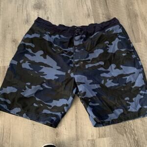 Bass Pro Shops Swim Trunks Mens 2XL Blue Camo Drawstring Mesh-Lined Shorts